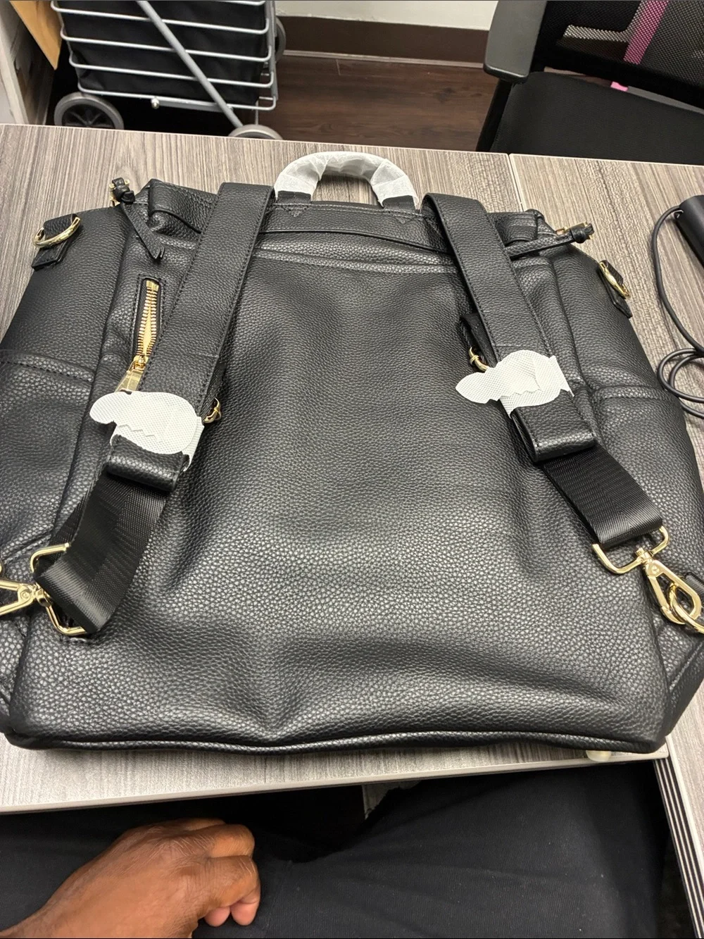 Black Pebbled Vegan Leather Backpack